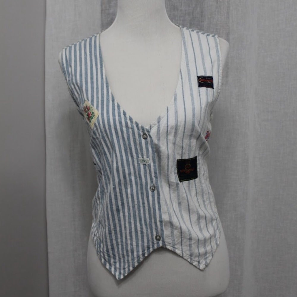 Vintage Andrew Sportswear Striped Patchwork Vest